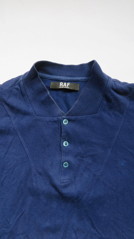 Raf by Raf Simons Vintage blue one dimensional collar 'RAF' embroidered Polo Shirt