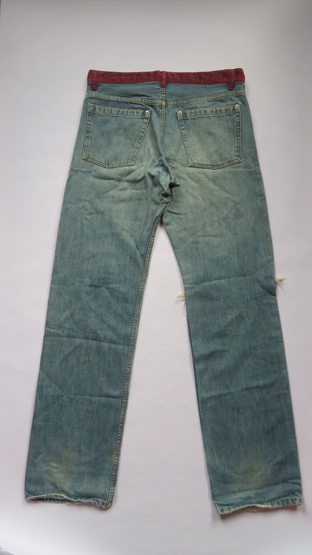 Undercover AW02 Witch Cell Division Red Velour Stripe Denim