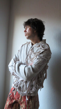 Alexander Digenova White Distressed Sample Leather Jacket