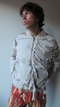 Alexander Digenova White Distressed Sample Leather Jacket