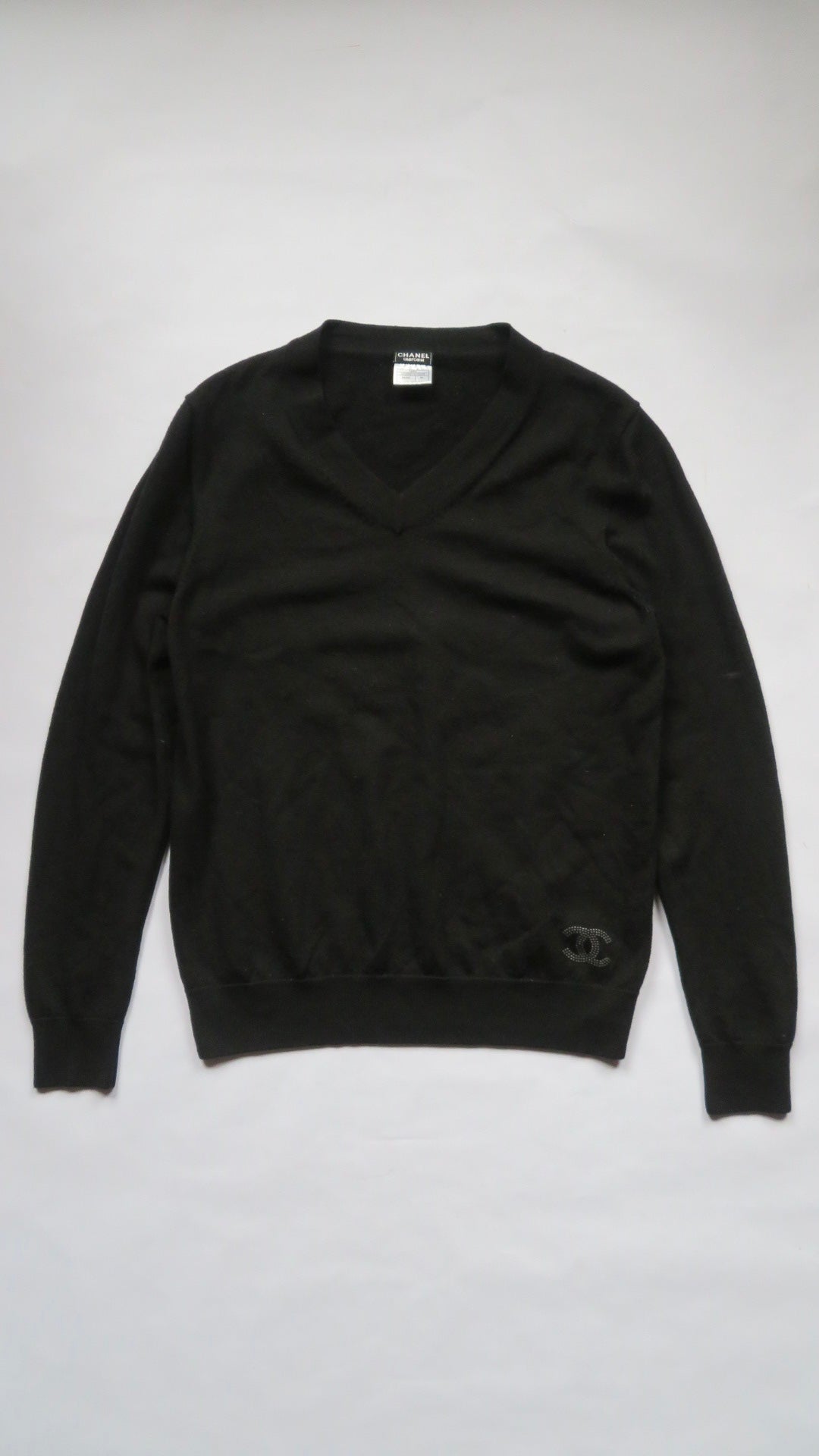 Chanel Studded CC Logo Wool Pullover