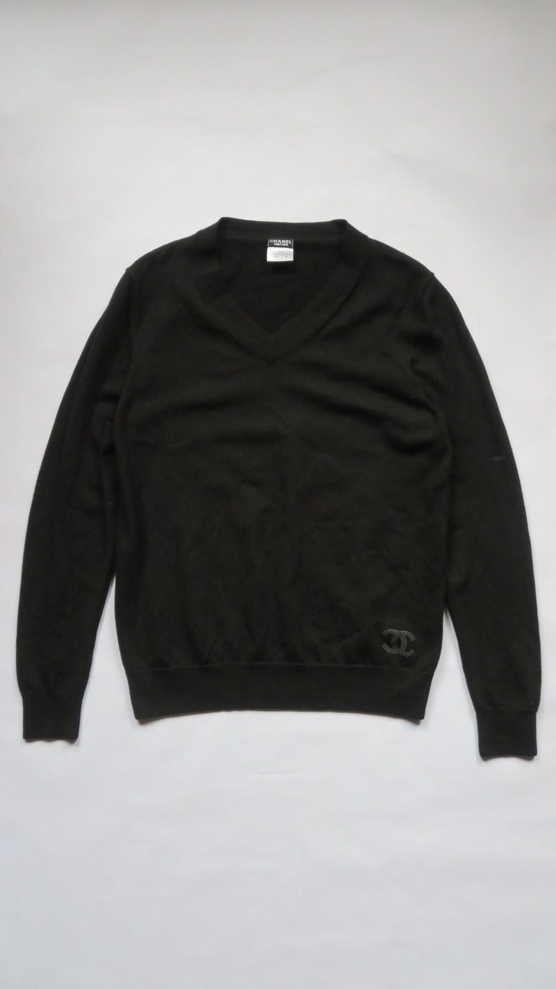 Chanel Studded CC Logo Wool Pullover