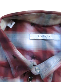 Givenchy SS17 Star Leather Patch Plaid Shirt