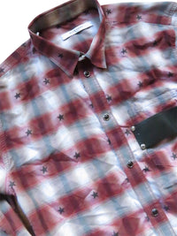 Givenchy SS17 Star Leather Patch Plaid Shirt