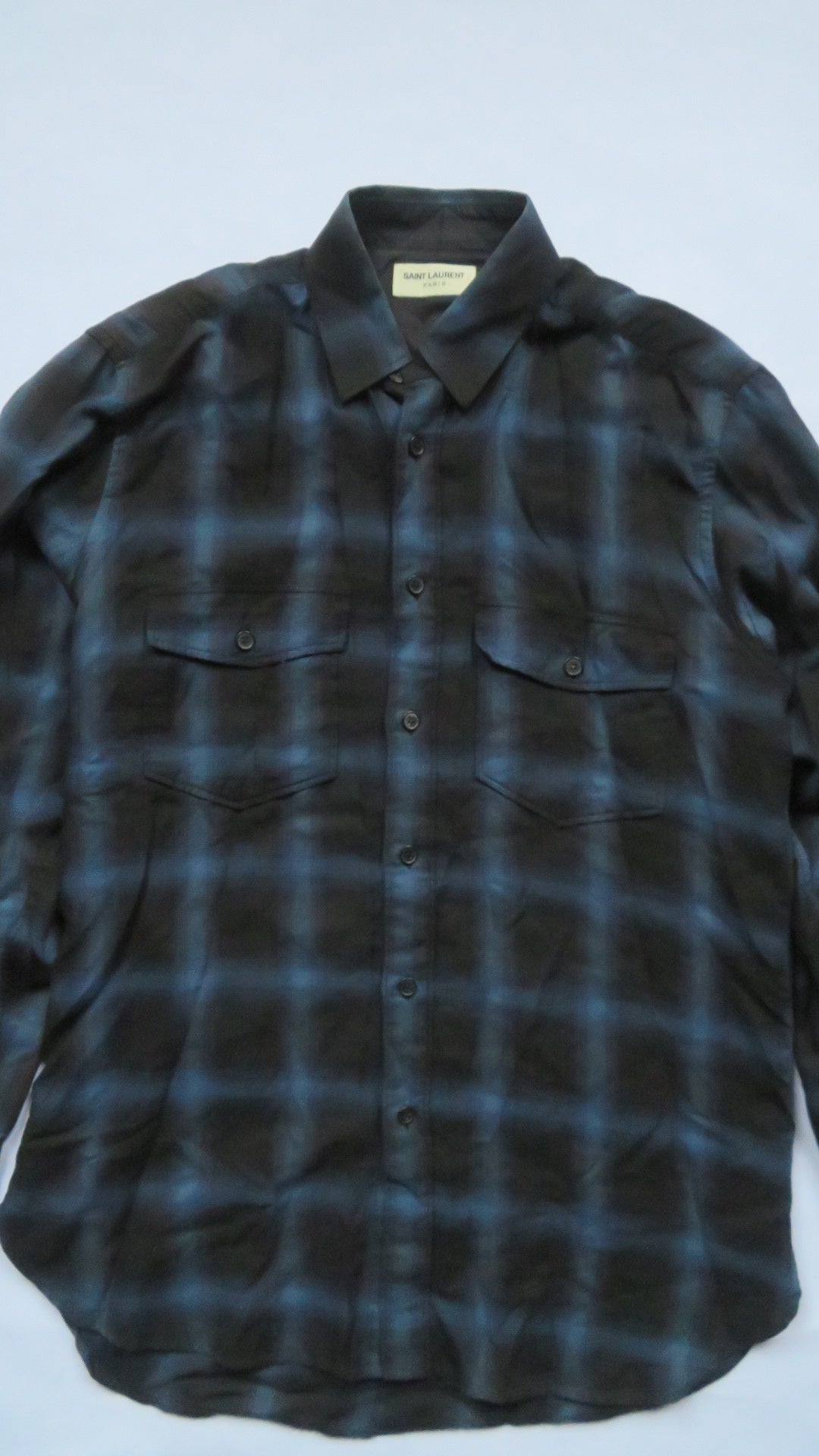 Saint Laurent Paris AW13 Blue Plaid Checkered Shirt