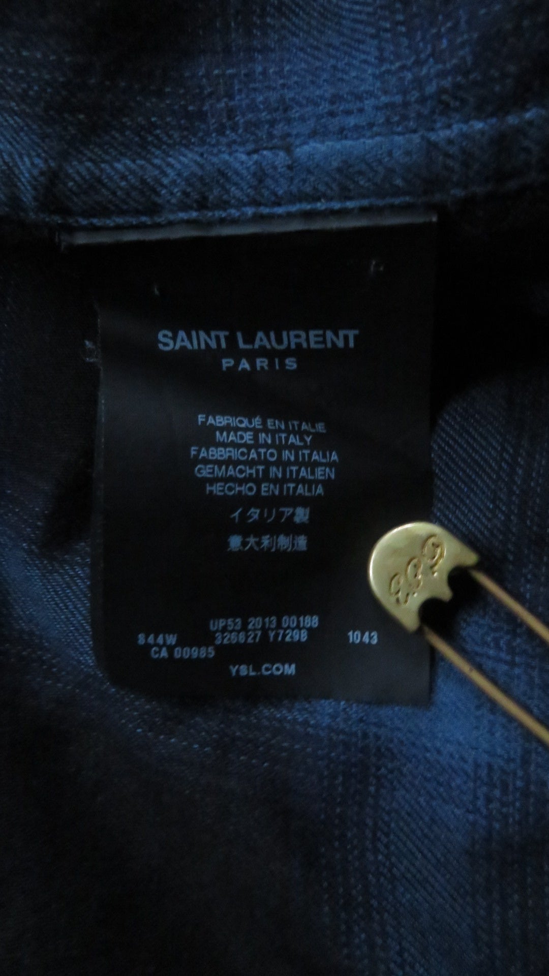 Saint Laurent Paris AW13 Blue Plaid Checkered Shirt