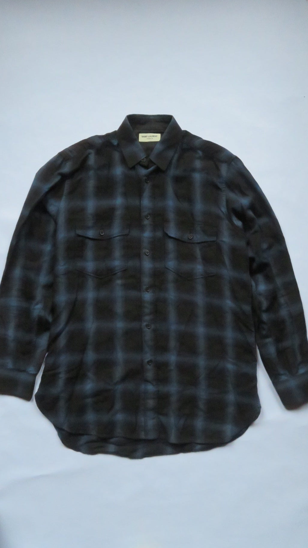 Saint Laurent Paris AW13 Blue Plaid Checkered Shirt