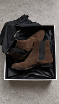 Celine FW19 Camargue Brown Suede Chelsea Boots