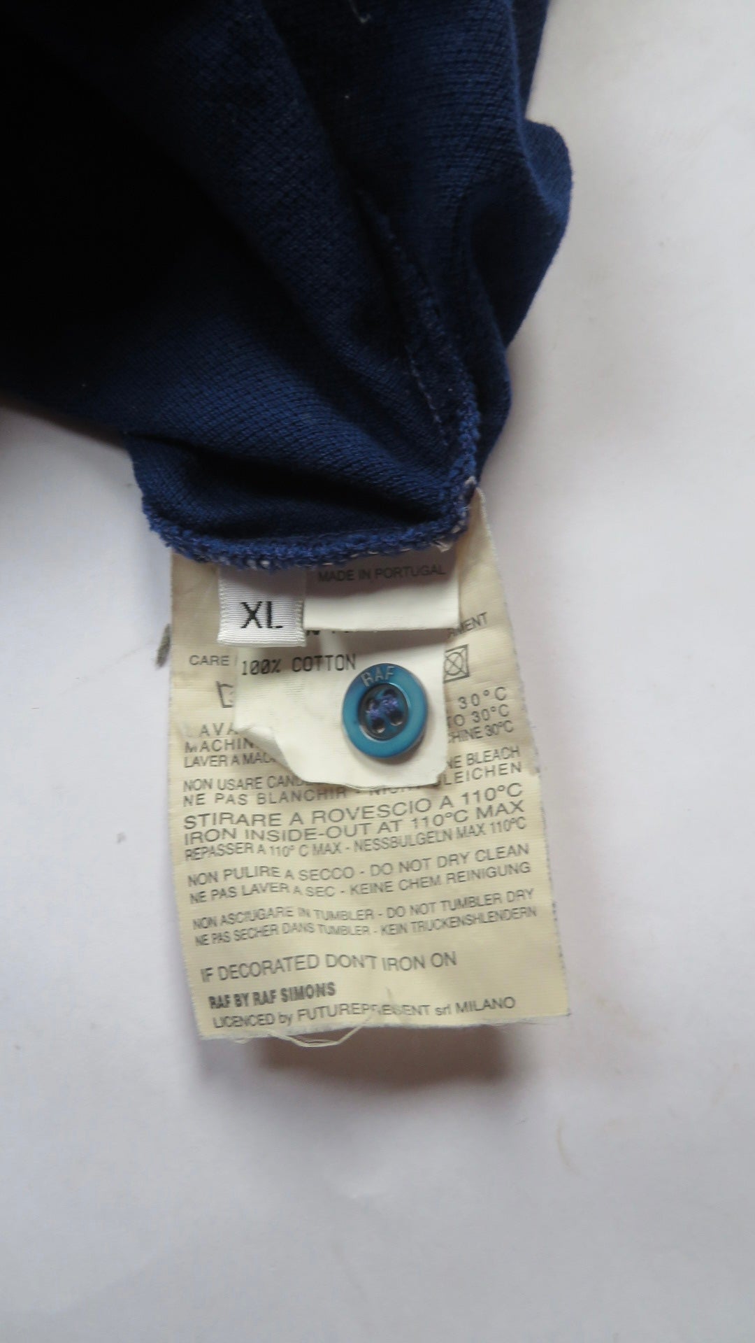 Raf by Raf Simons Vintage blue one dimensional collar 'RAF' embroidered Polo Shirt