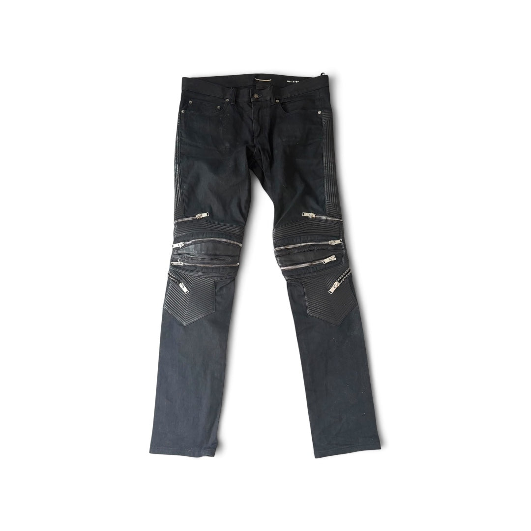 Saint Laurent Paris FW13 Lambskin Moto Zip Pants