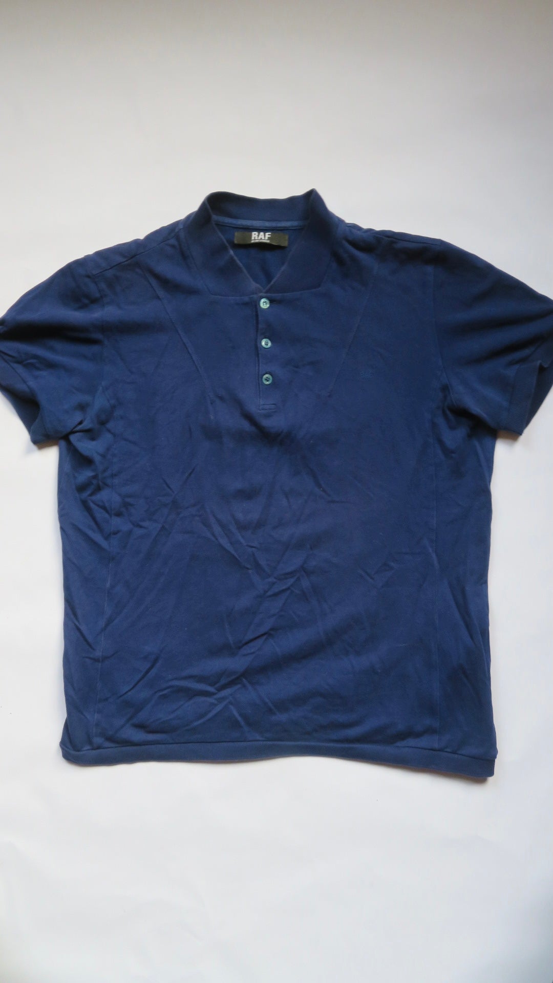 Raf by Raf Simons Vintage blue one dimensional collar 'RAF' embroidered Polo Shirt