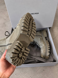 Balenciaga Distressed Canvas Khaki Strike Boots