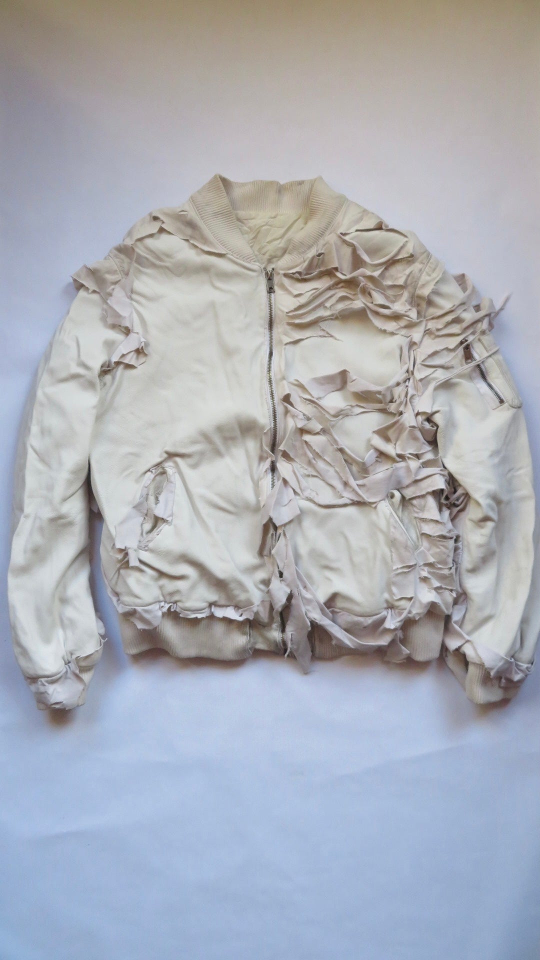 Alexander Digenova White Distressed Sample Leather Jacket