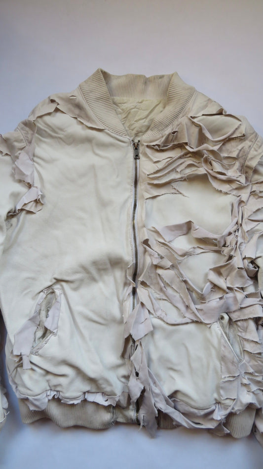 Alexander Digenova White Distressed Sample Leather Jacket