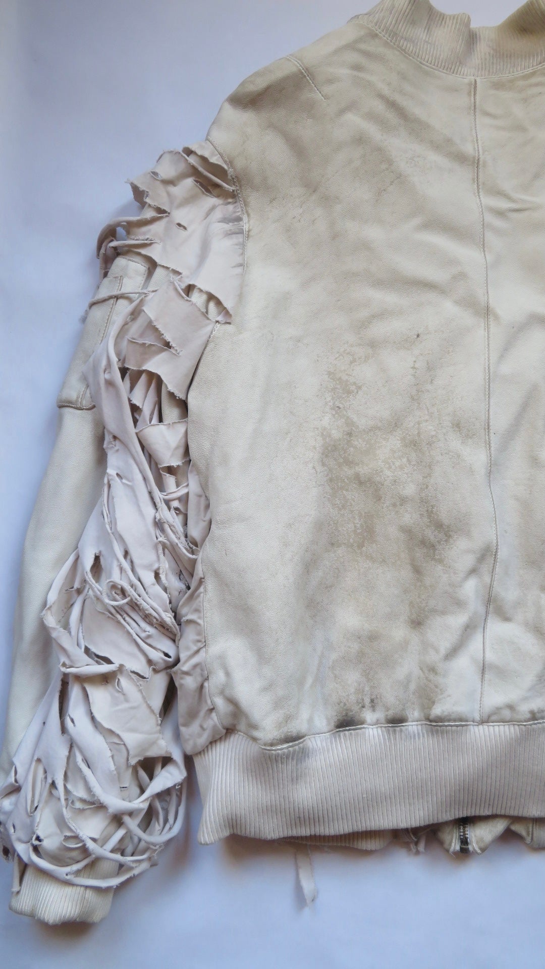 Alexander Digenova White Distressed Sample Leather Jacket