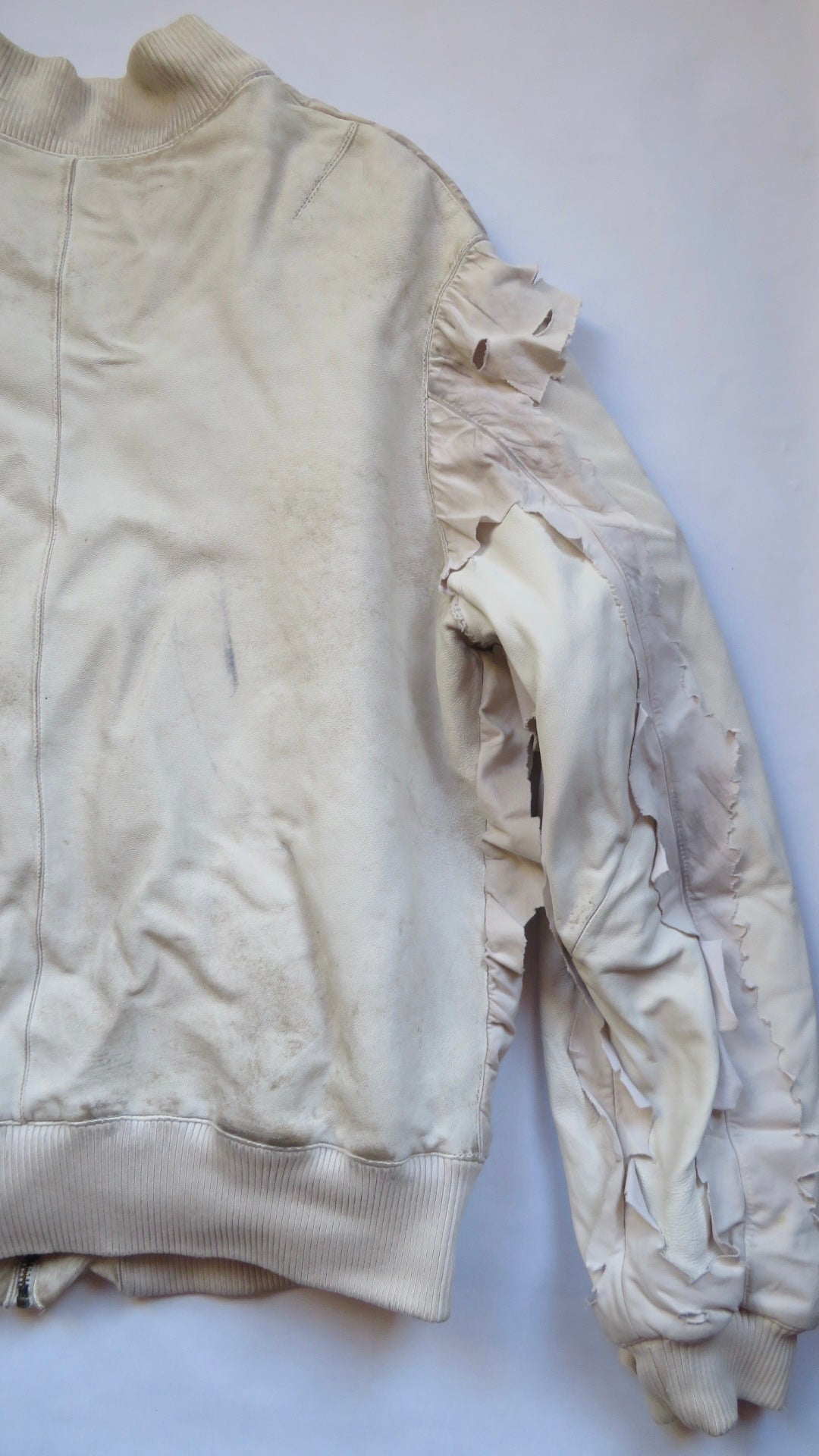 Alexander Digenova White Distressed Sample Leather Jacket