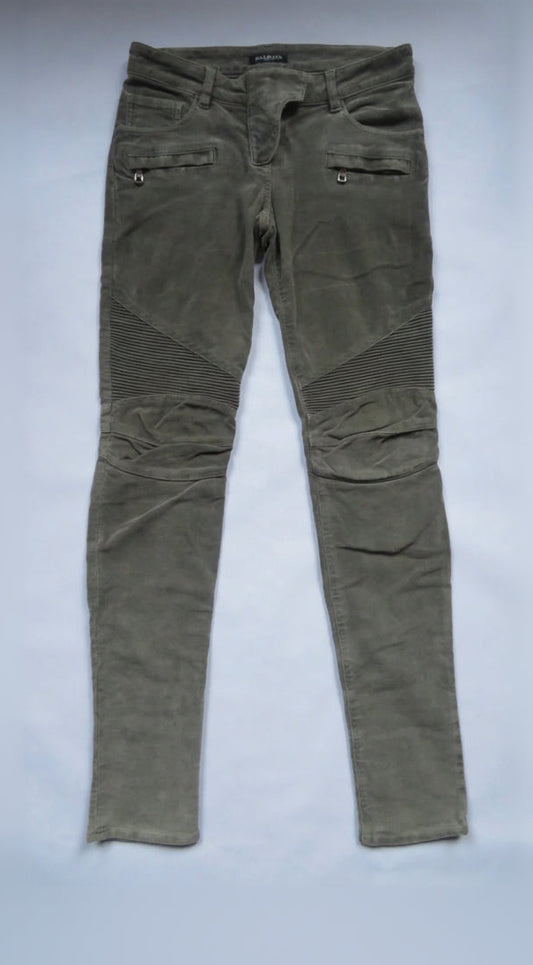 Balmain by Christophe Decarnin Grey Suede Biker Pants