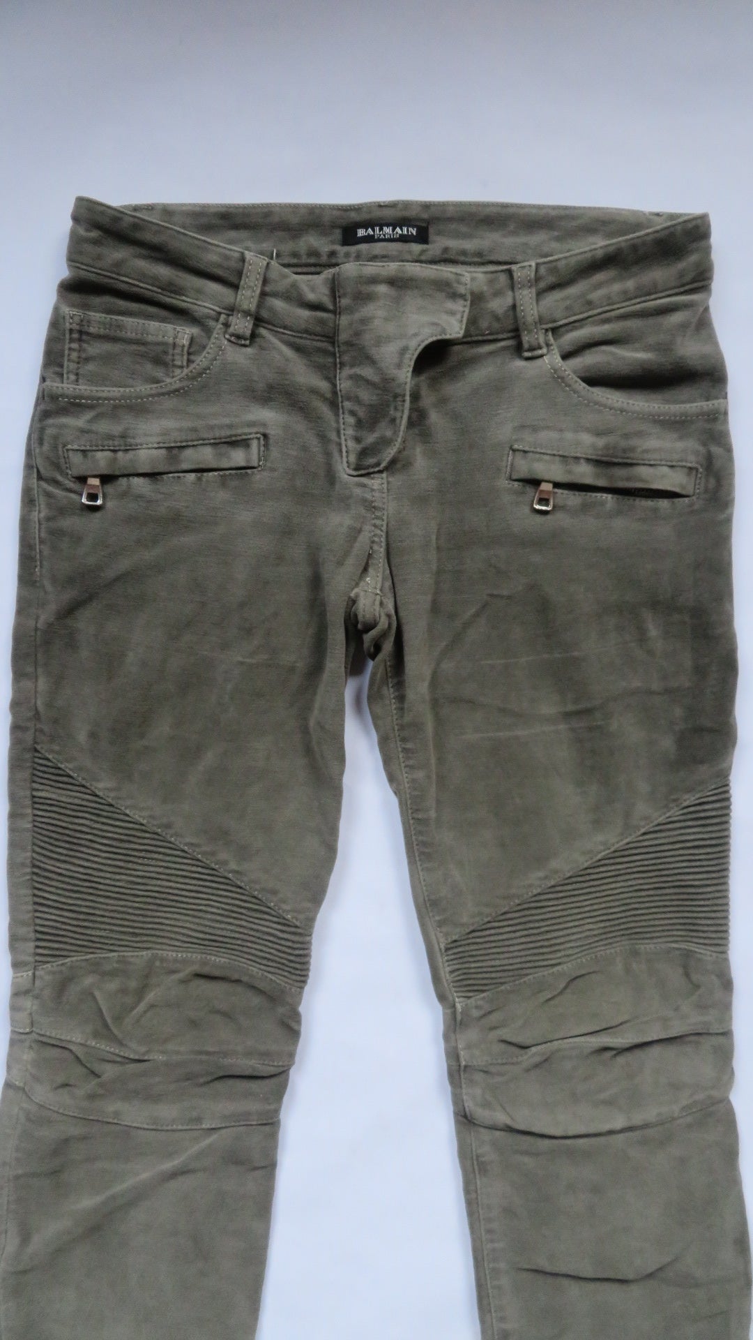 Balmain by Christophe Decarnin Grey Suede Biker Pants