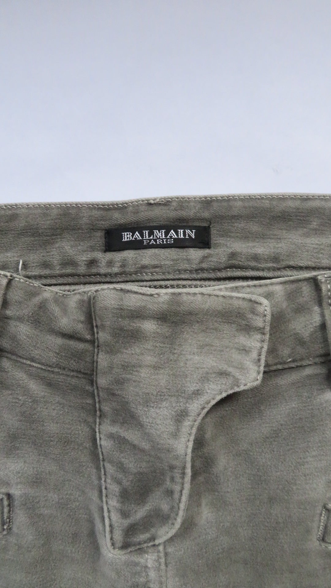Balmain by Christophe Decarnin Grey Suede Biker Pants