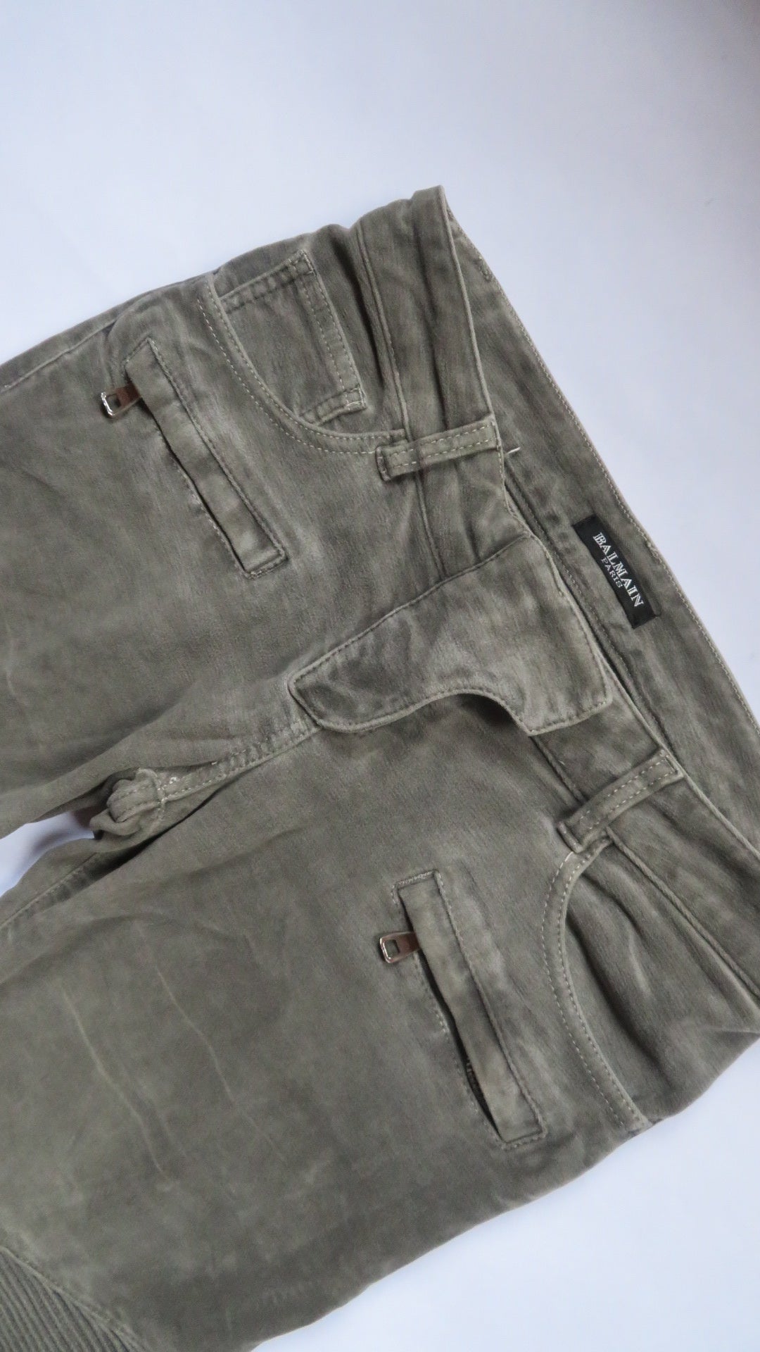 Balmain by Christophe Decarnin Grey Suede Biker Pants