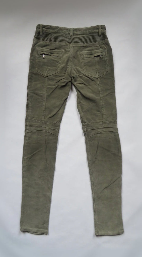 Balmain by Christophe Decarnin Grey Suede Biker Pants