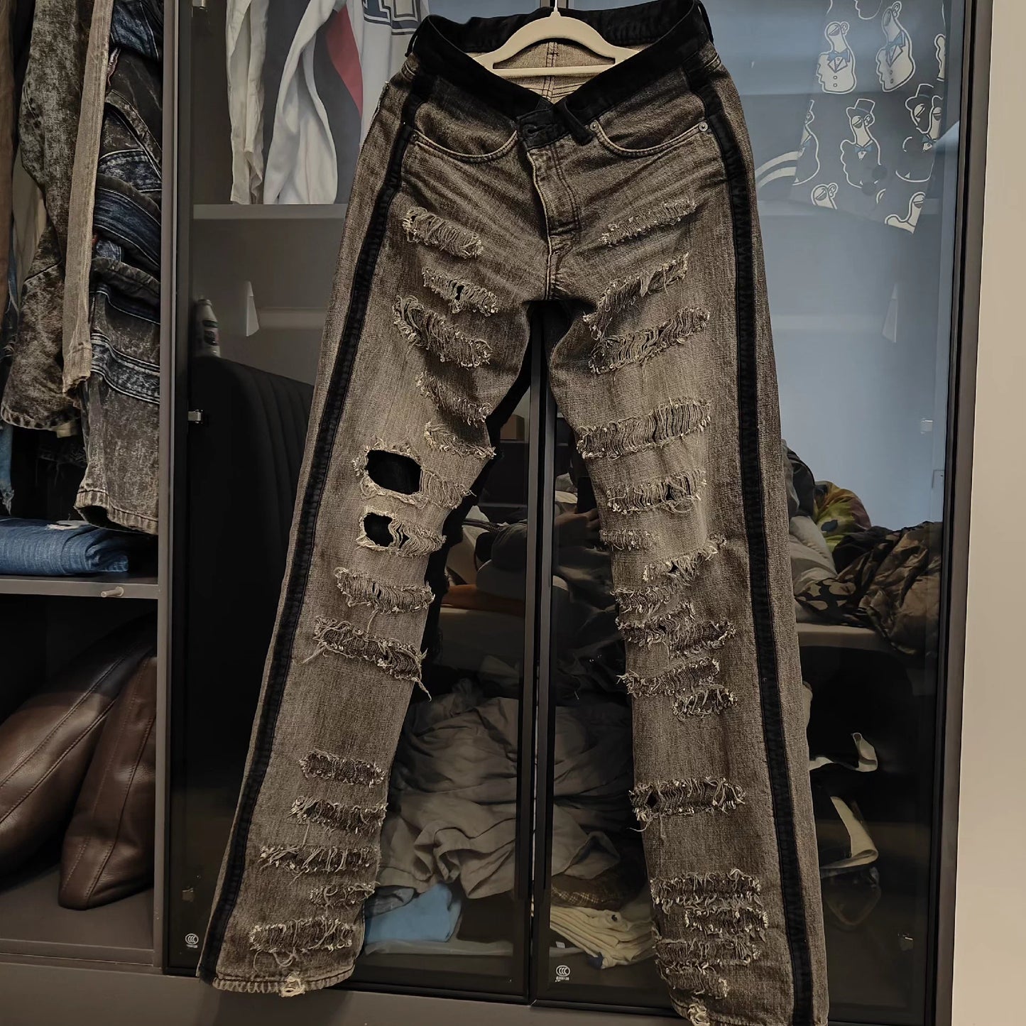 Undercover AW02 Witches Cell Division Black Crash Denim