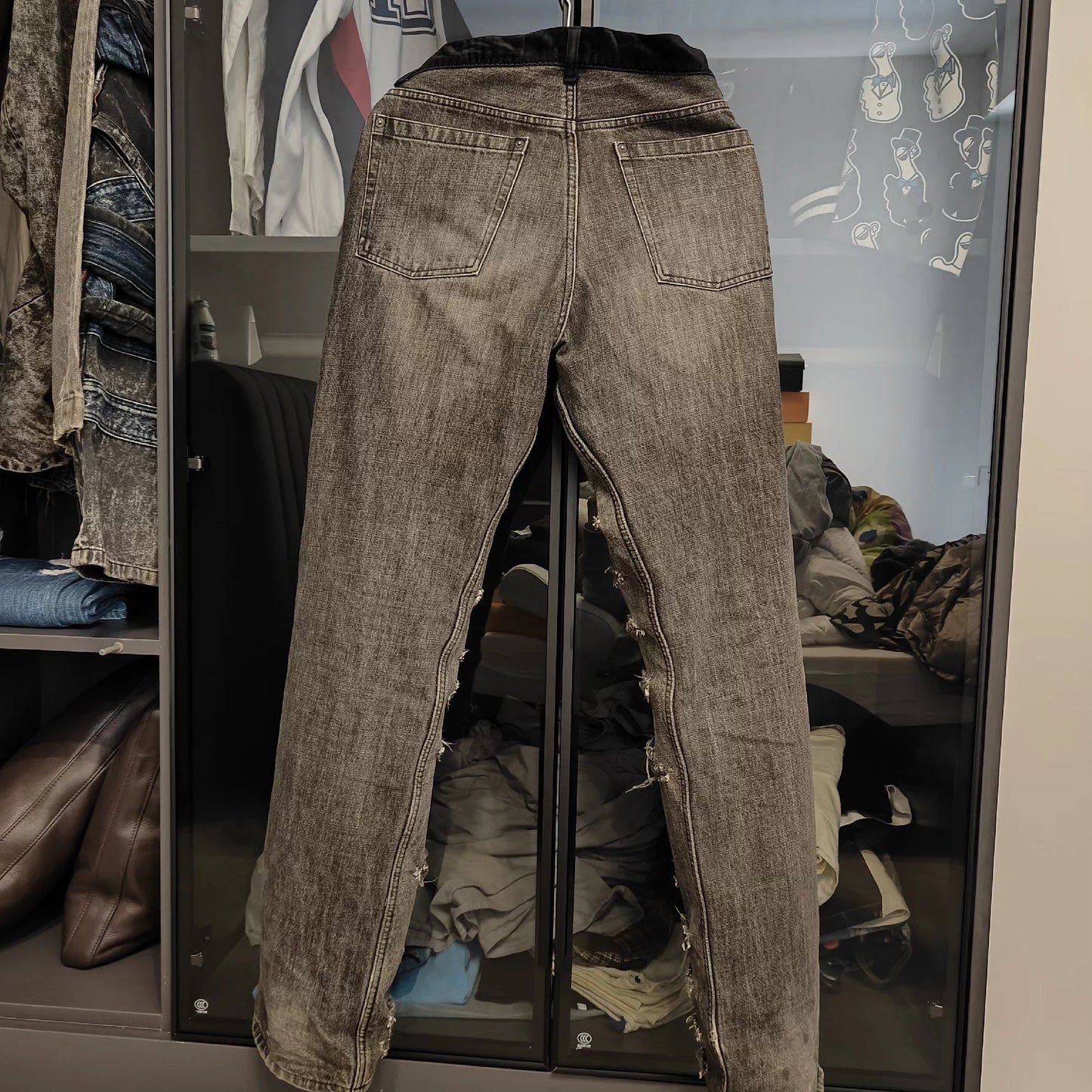 Undercover AW02 Witches Cell Division Black Crash Denim