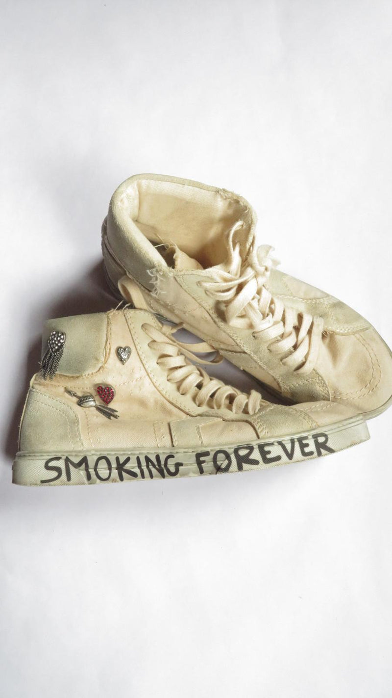 Saint Laurent Paris SS16 Joe High 'Smoking Forever' distressed sneaker