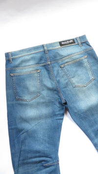 Balmain SS11 Blue Washed Whiskered Darted Denim